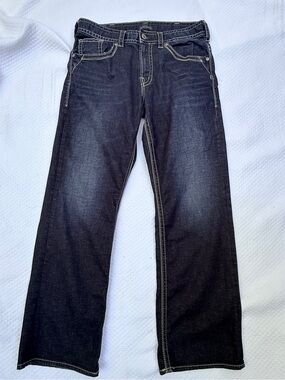 Silver Jeans Co. Gordie Loose Fit Straight Leg Jeans Dark Wash Men's 33x32